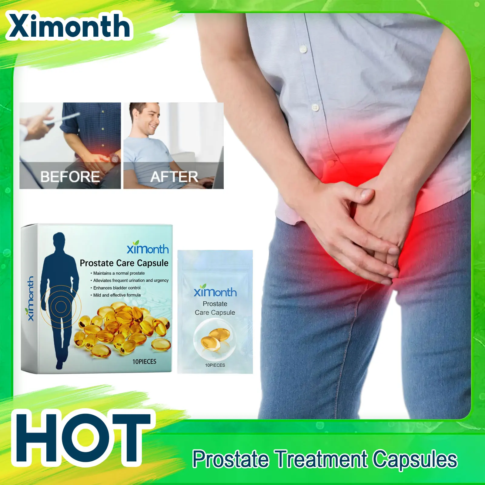 Prostatitis Treatment Capsules Relieve Prostate Discomfort Improve Kidney Function Frequent Urination Urgency Urethritis Care