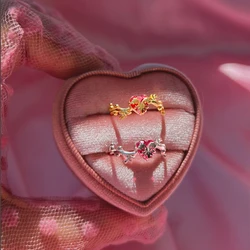 Eraklyon Heart Ring For Women Fashion Wedding Party jewelry Accessories Fairy Inspired Gold Plated Adjustable Rings Gift For Her