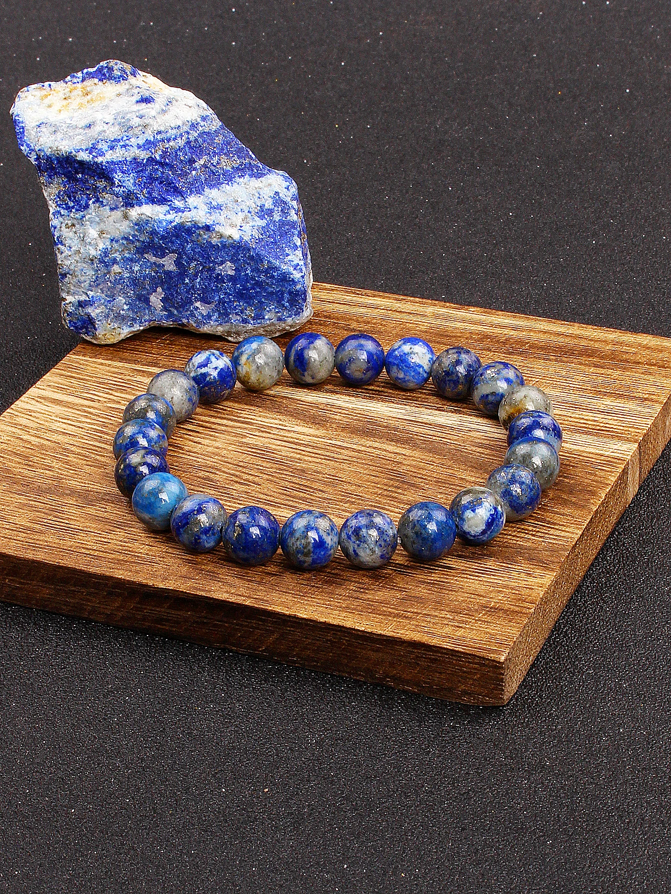 Handmade Natural Lapis Lazuli Stone Bracelet Reiki Energy Beads Deep Blue Spiritual Healing Elastic Jewelry Gift for Women & Men - Image 4