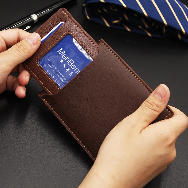 Men's Short Wallet Multi-Function Metal Edge Quick Access Card Holder RFID Blocking Slim Design