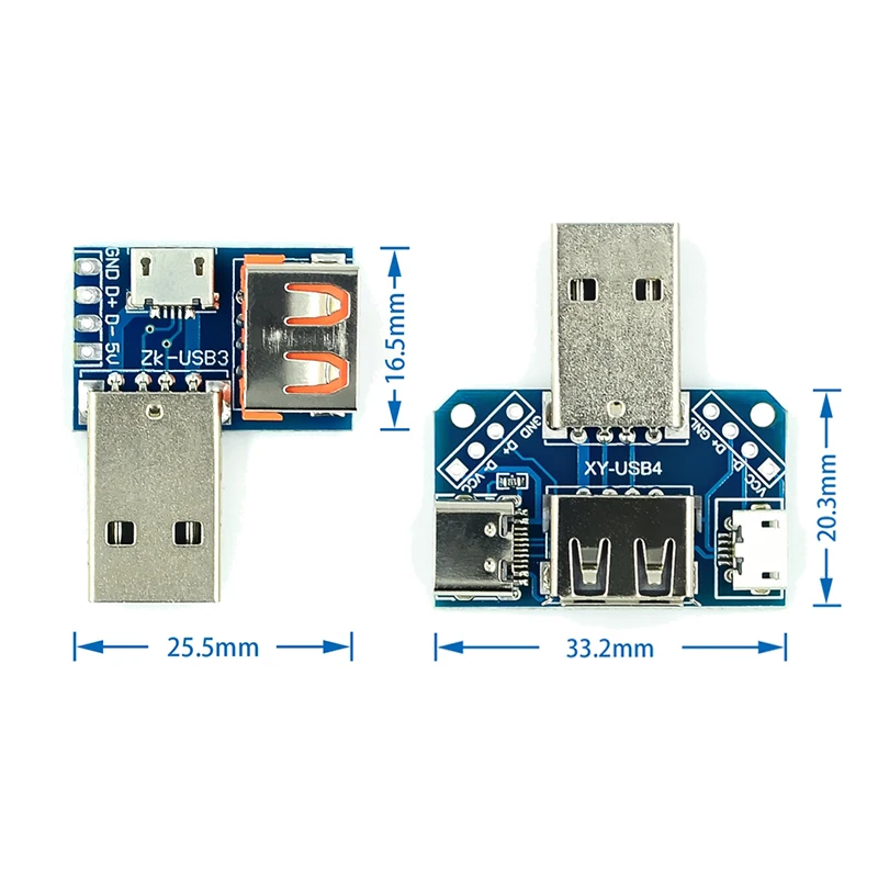 USB Head Switchboard Male USB Connector to  Type-c  Micro  Female USB 2.54-4P transfer test board USB adapter plate XY-USB4