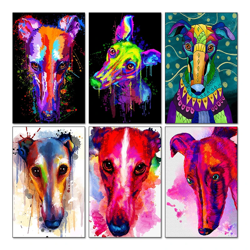 New Full AB drills Water Color Greyhound Diy Diamond Painting Kits Embroidery Art mosaic Dogs Home Decor gifts Cross Stitch DMC