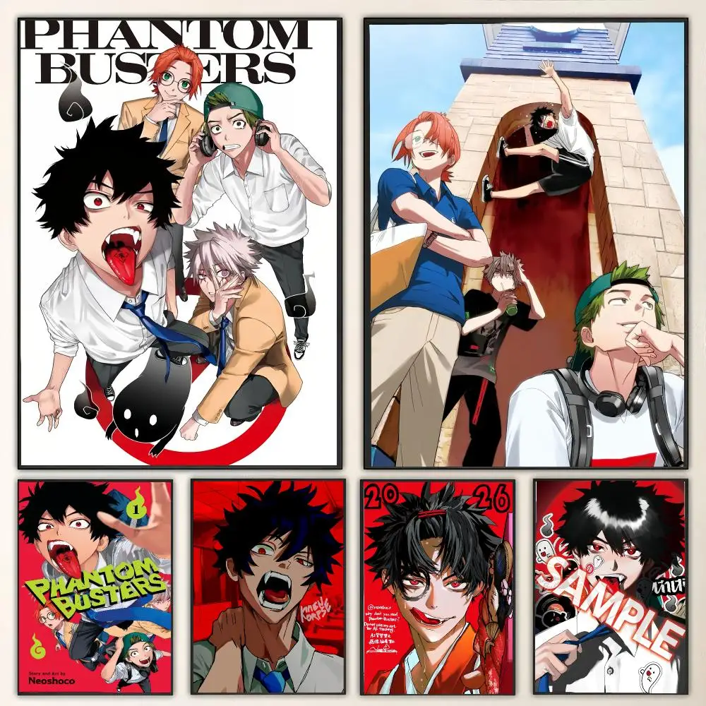 Manga P-Phantom Busters Gemälde Kalligraphie Leinwand Poster Wandkunst für Wohnzimmer Schlafzimmer Café Dekoration Geschenk