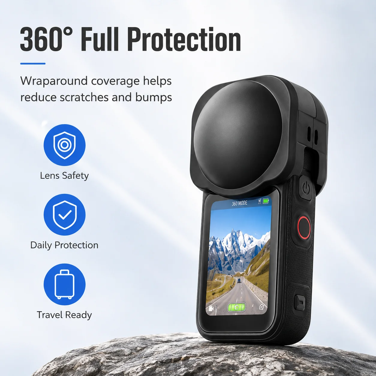 Lens Protection Cover for Insta360 X6, Soft Silicone Shock-Absorbing Protective Cap, Anti-Scratch, Easy On Off, Lightweight 30g
