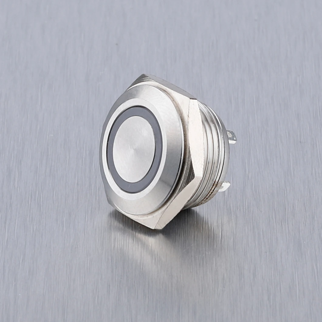 ABILKEEN 12/16/19/22MM Flat Round Head Momentary Function 1NO Metal Push Button Ultra-Thin Button Switch with LED Ring