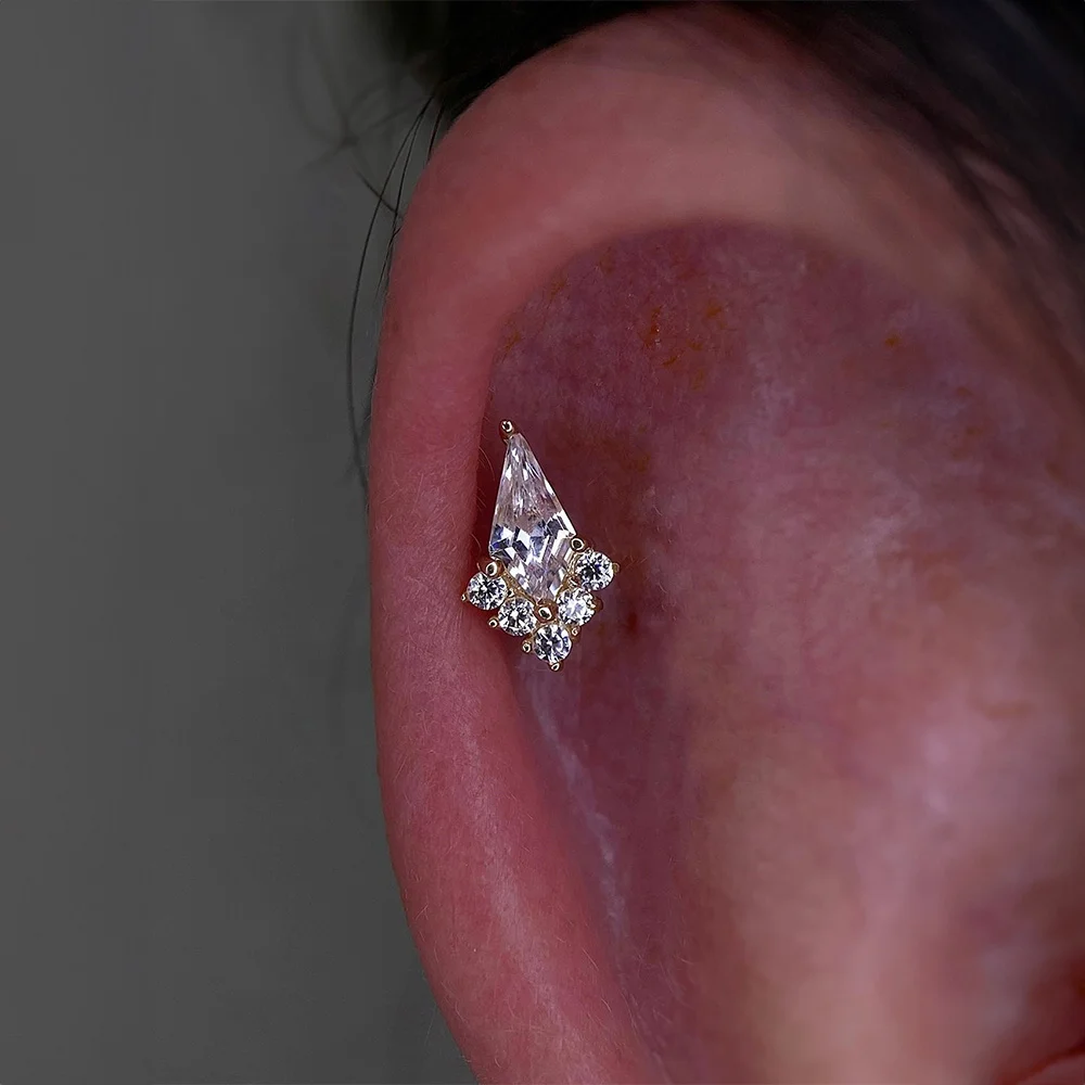 Aide 925 Sterling Silver Industrial Piercing Barbell Moon Butterfly Star Chain Earring Tragus Cartilage Exaggerated Punk Jewelry