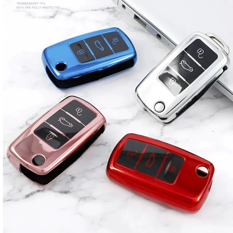 Car Key Case Car Key Full Cover Protection Shell Bag for VW Volkswagen Polo Tiguan Passat B8 Golf 4 5 6 MK4 Jetta Lavida Skoda