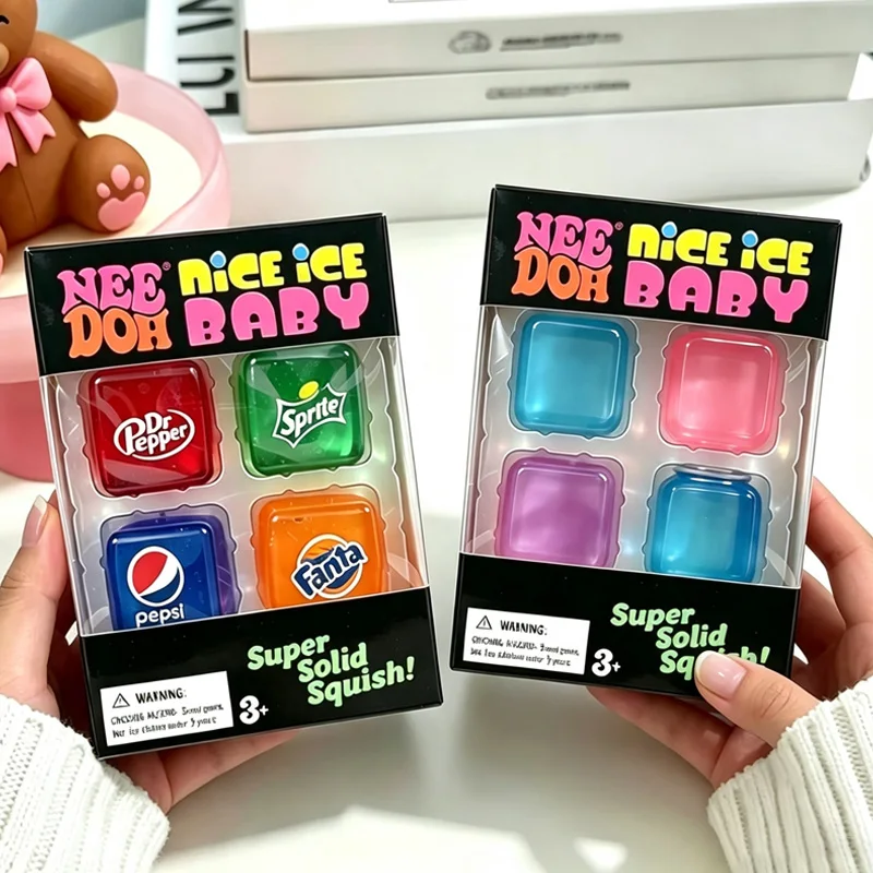 Needoh Mini Ice Cube Fidget Toys Slow Rebound Sensory Toys Soft Anti Stress Toys 4 Pack Set Puzzle Solving Children Souvenir New