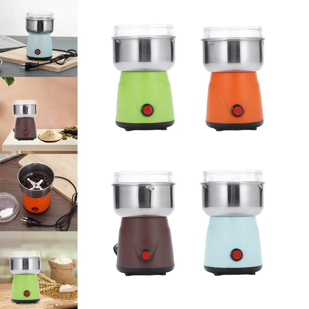 Electric Coffee Bean Grinder Household Portable Stainless Steel Blade Multifunction Grain Grinder Spice Grinder for Daily Use