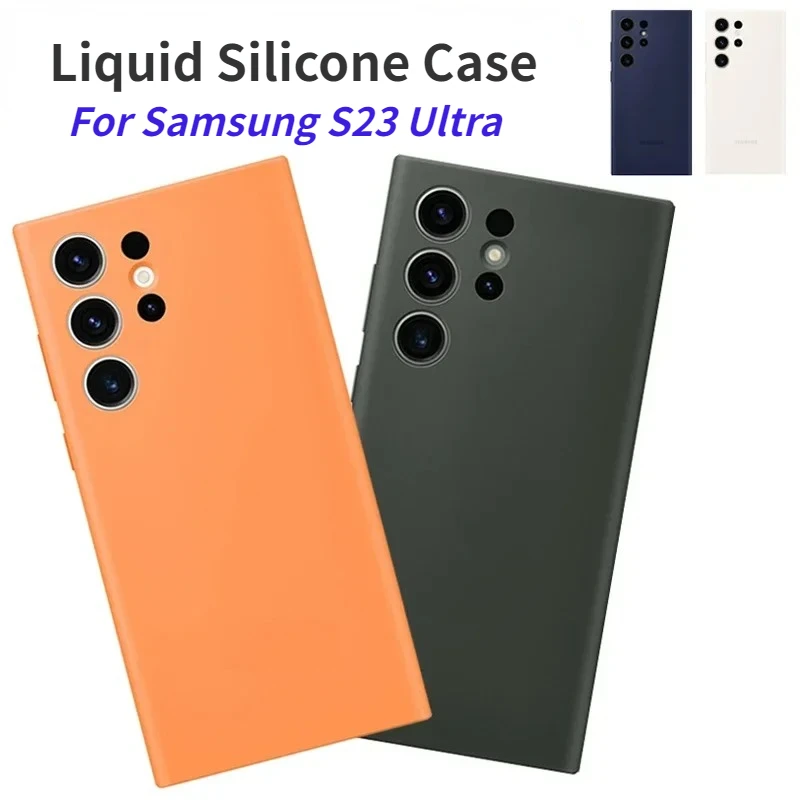 Silicone Liquid Case For Samsung S23 Ultra Protection Cover S23Ultra 5G SM-S918B Phone Silicone Cover Soft Back Shockproof