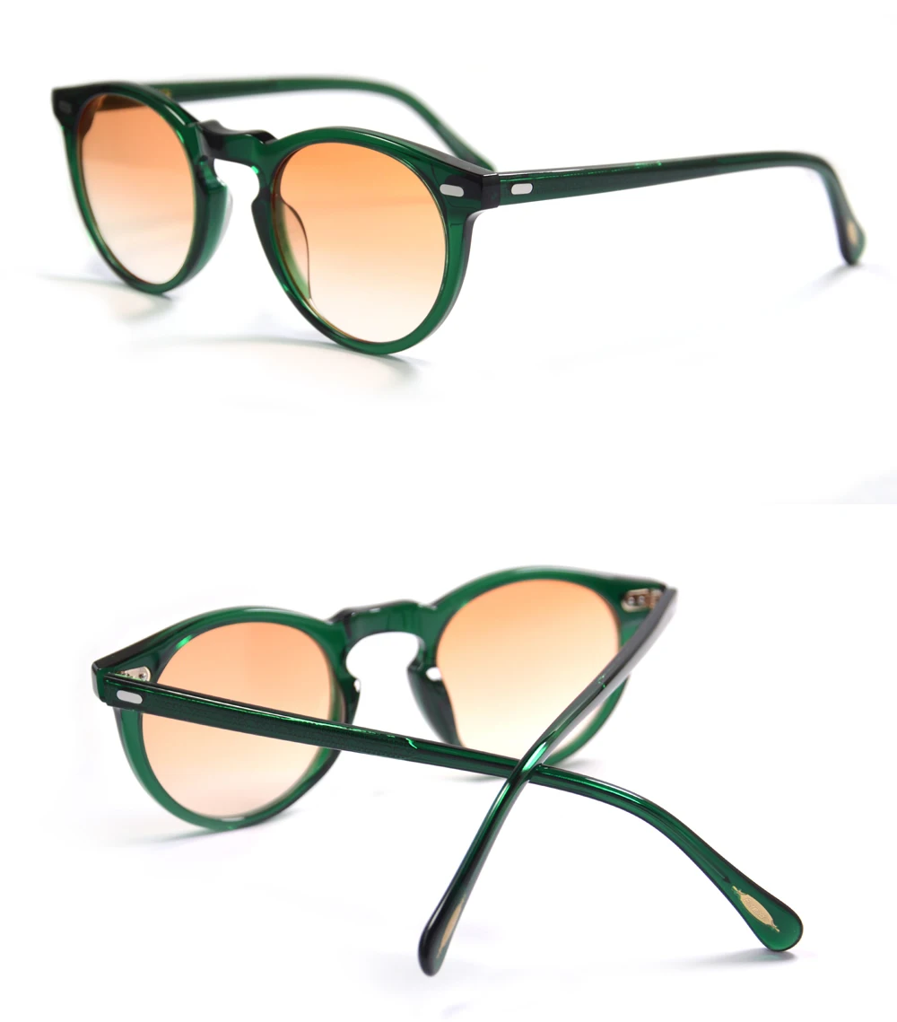 Trending Gregory Peck OV5186 Kreis Transparenter Achat Grüner Rahmen Polarisierte UV400 Sonnenbrille Retro Runde Sundown Fade Brillen – Detail 6