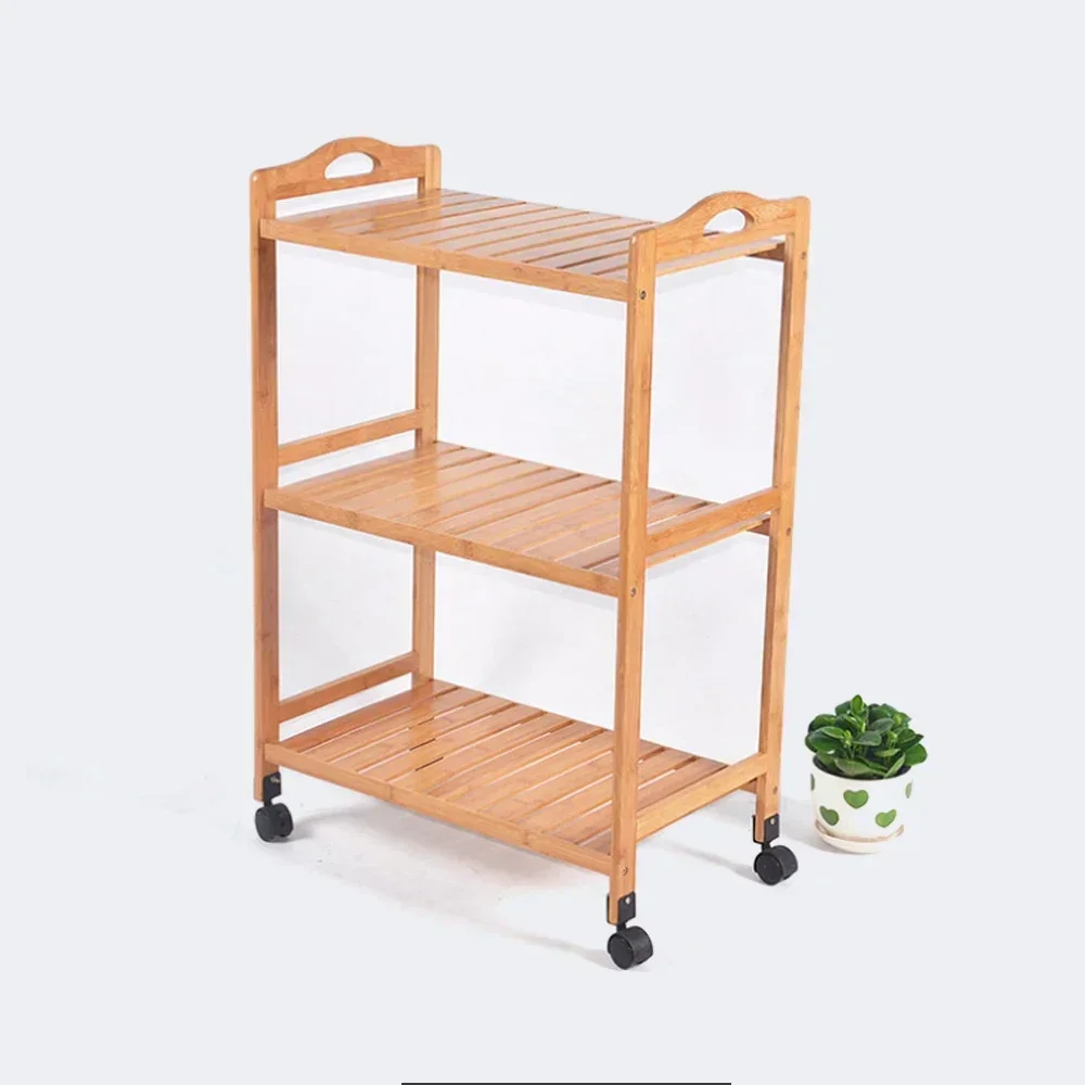 Modern Wooden Bamboo Foldable Kitchen Storage Trolley Furniture/Cabinet Wood with Wheels Furniture Design Prices