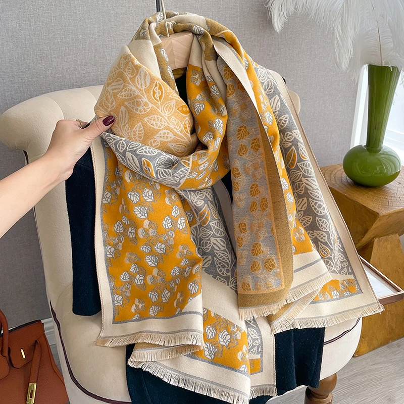 2024 Winter Cashmere Scarf Women Design Outdoor Warm Pashmina Blanket Scarves Female Shawl Wraps Thick Foulard Bufanda