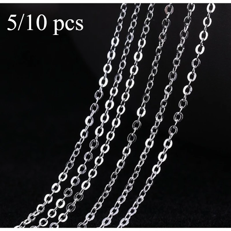 5/10 pcs 45cm 925 Sterling Silver platinum Gold plate Color Flash O Cross Chain Necklace Women Girls Jewelry