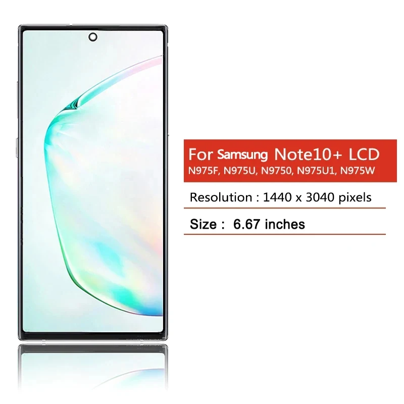 OLED Quality for Samsung Note10+ N975F Lcd Display Touch Screen with Frame Fingerprints For Samsung Note 10 Plus Display