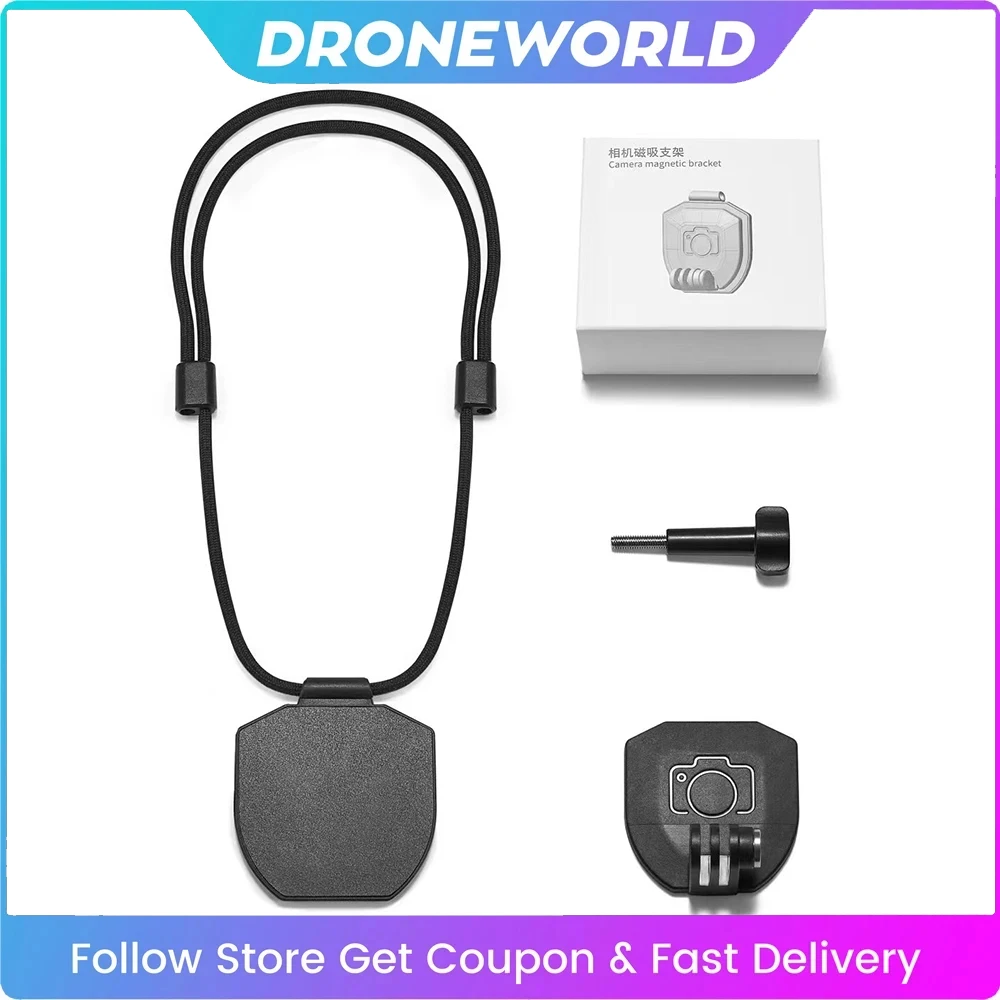Go 3S حزام الرقبة المغناطيسي عقد جبل قوس محول مع الحبل ل DJI Action 4/Gopro/Fimi/Pocket 3/Insta360 X4 الملحقات
