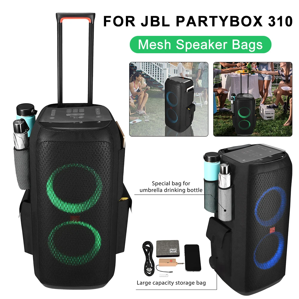 Mesh Speaker Bags Large Capacity Speaker Case for Water Bottle Microphone Speaker Organizer Bags Breathable for JBL Partybox 310