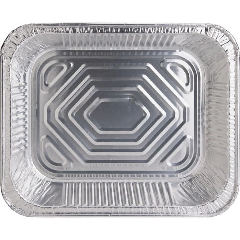 Disposable Aluminum Half-Size Pan 4 Quart Durable Cooking Serving Foil Pans 100 Pack Easy Cleanup Catering Events