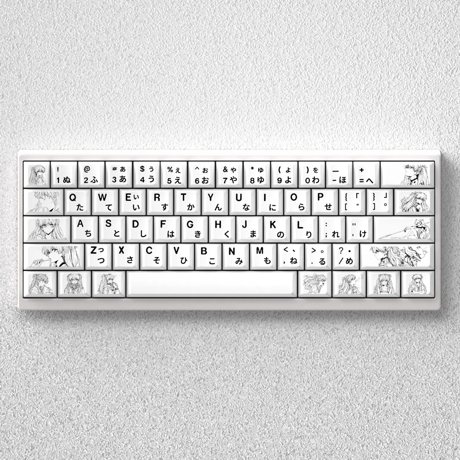 

Two-dimensional Japanese Keycap PBT 73-key Personalized Keycap Pure White Adapts To 60 65 68 Mechanical Keyboard Profile