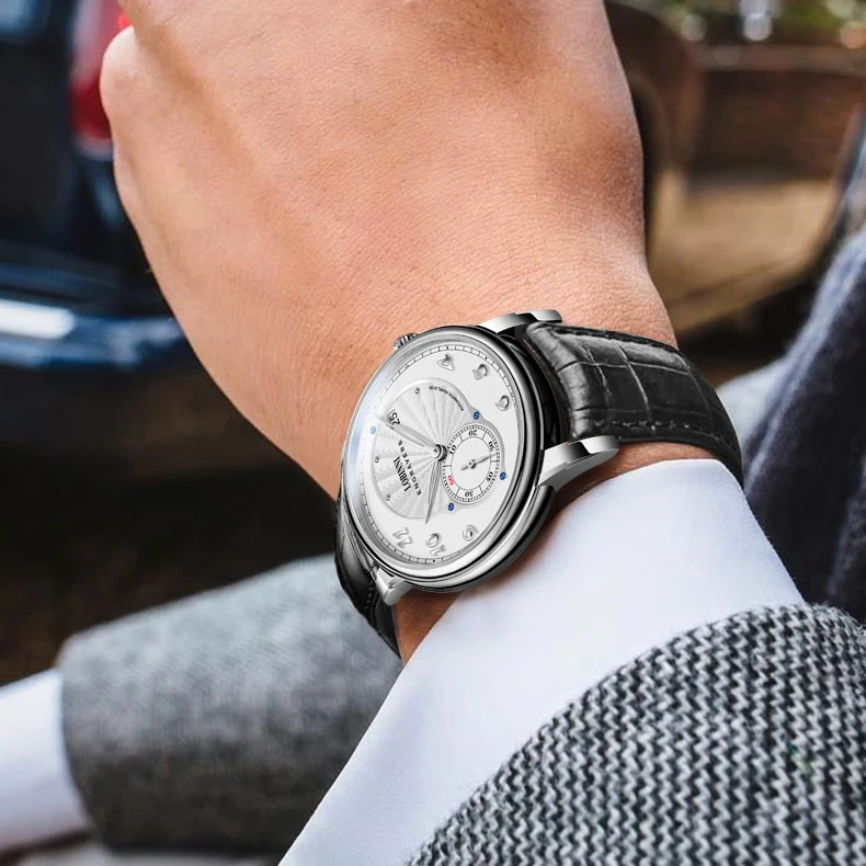 LOBINNI Männer Luxus Uhr 8,5 MM Vintage Ultradünne Automatische Uhren Mechanische Armbanduhr 50M Wasserdicht Saphir Kleine Rotor