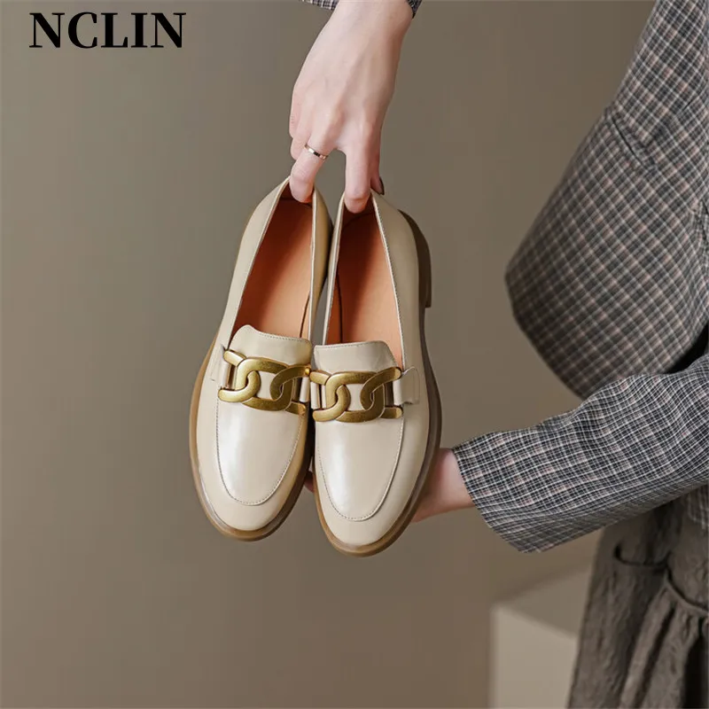 New Spring Autumn Women Pumps Casual Loafers Woman Chunky Heel Shoe For Women Slip-On Round Toe Low Heels Shoes Zapatos De Mujer