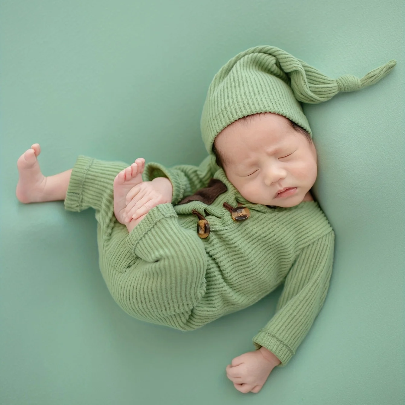 3 Pieces Set Newborn Boy  Photo Shooting Outfits Patch Pocket Jumpsuit Tail Hat Set with Pillow Baby Photography Clothes