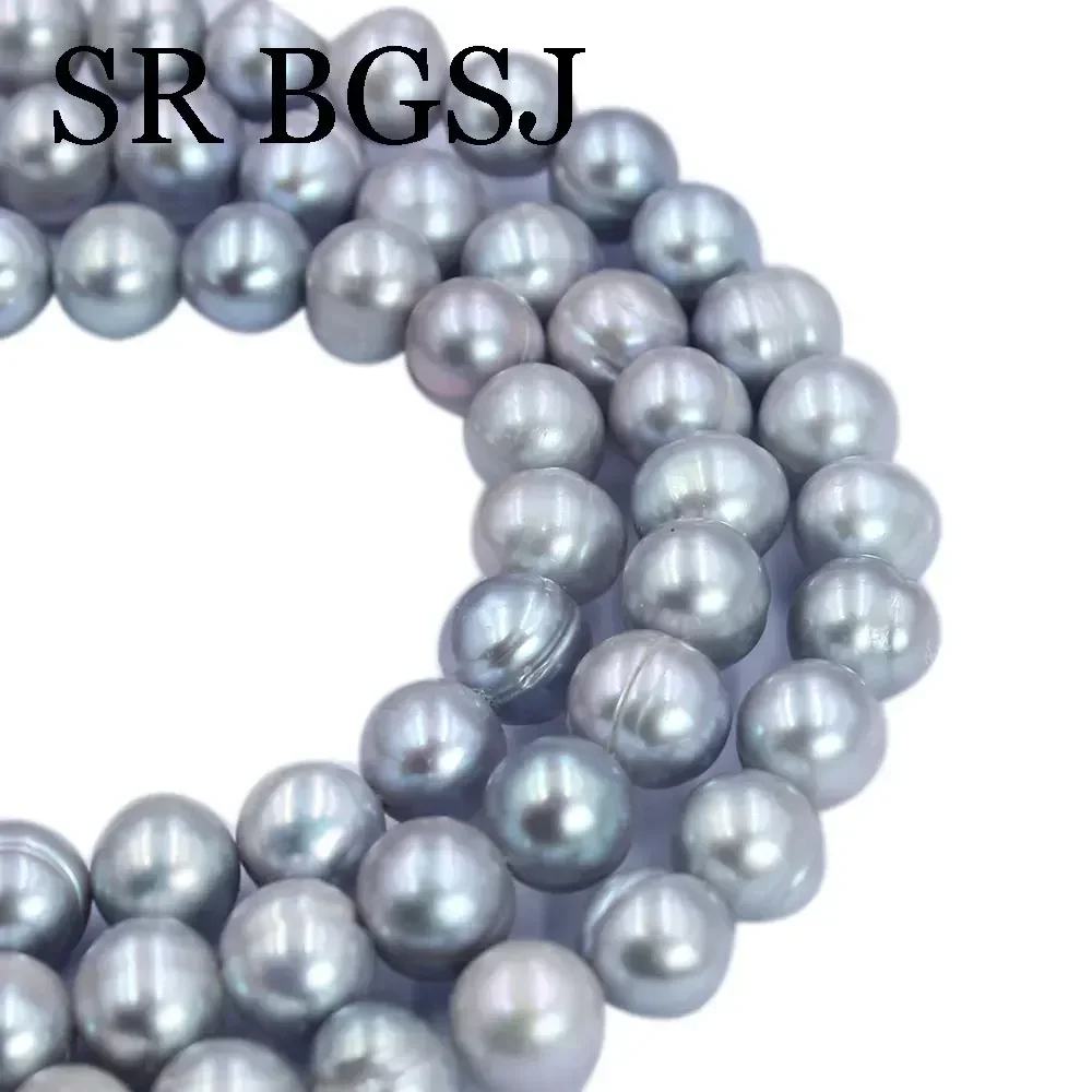 10-11mm 15inch  A+ Gray Genuine Natural Freshwater Round Pearl Jewelry Making Loose DIY Beads