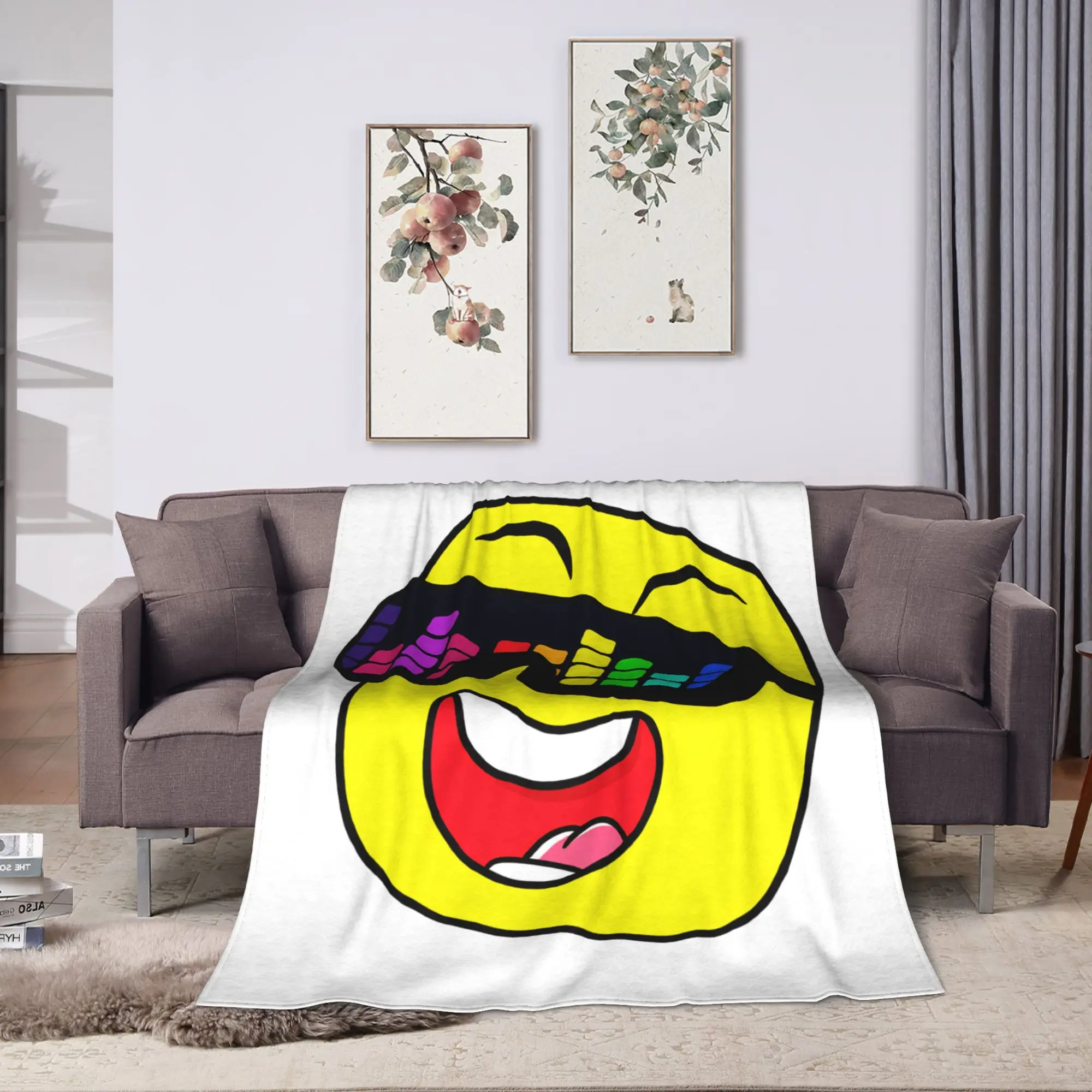 Warm Soft Blankets Travel S-Sunny And M-Melon  Throw Blanket  Flannel Bedspread For Bedroom Funny Sofa Bed Cover