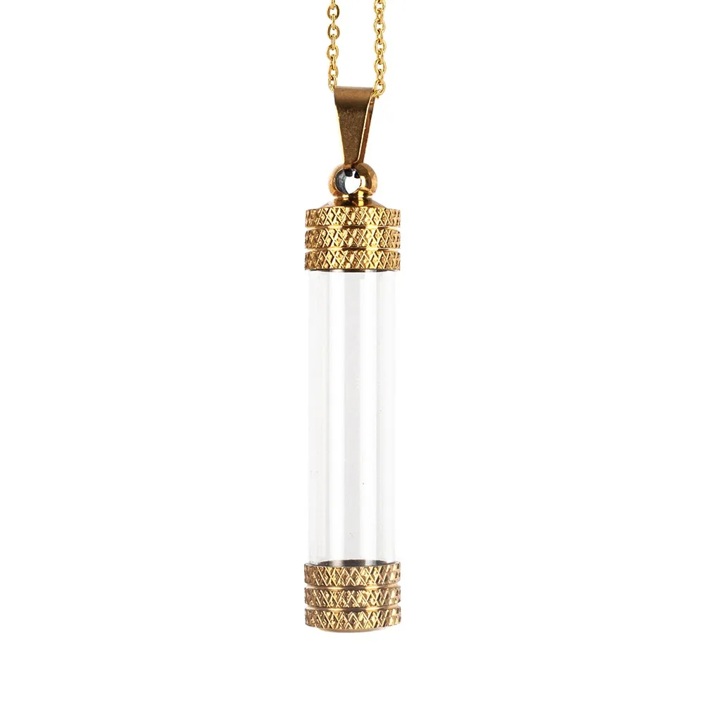 NEW Gold Silver Glass Vial Necklace For Ashes Sand DIY Ashes Urn Necklaces Essential Oil Diffuser Gift Wishing Bottle Pendant