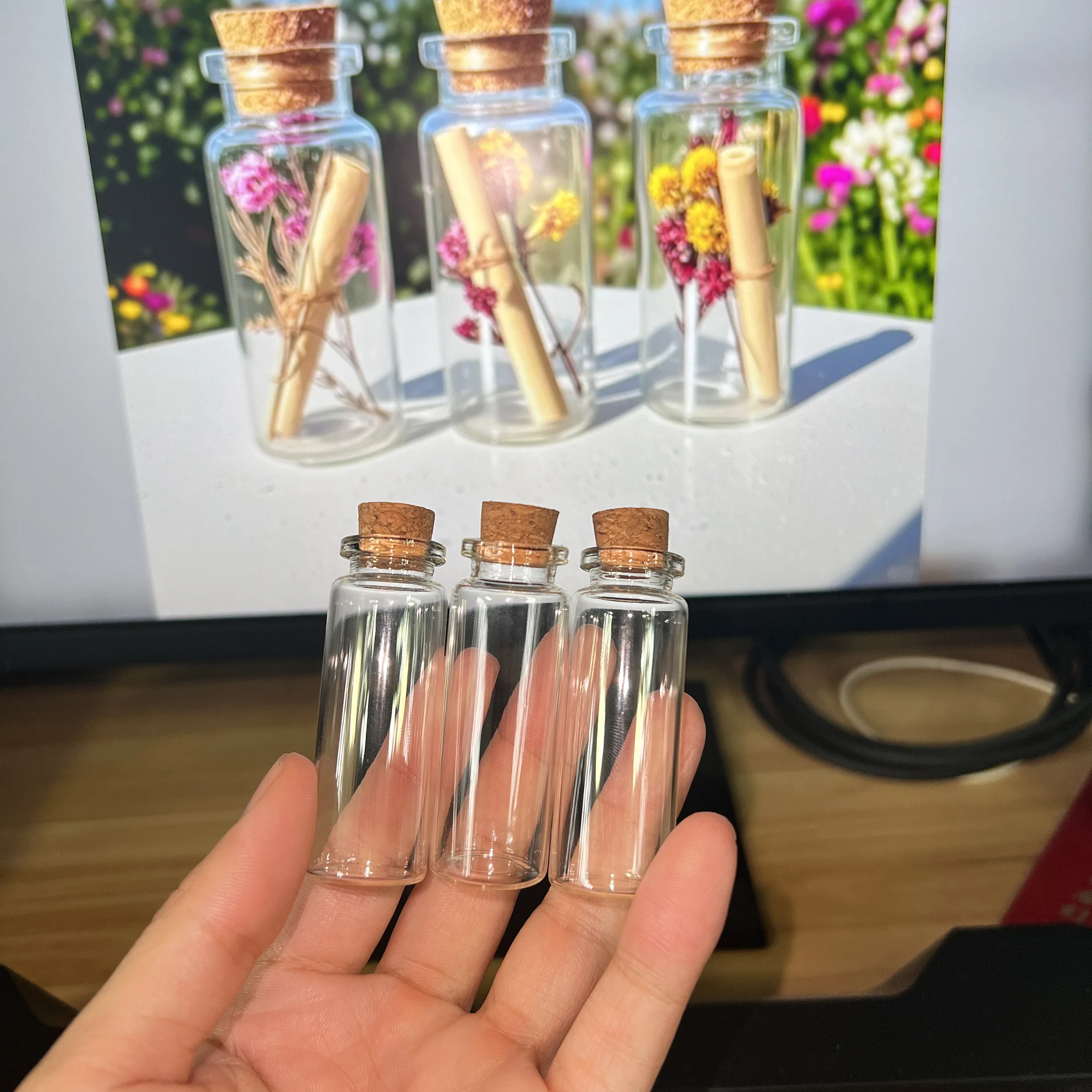 50 Pcs 12ml 15ml 20ml 25ml 30ml Decor Glass Bottles With Cork 22×60mm Diy Crafts Tiny Glass Jars Test tube Mini Vials Wish Gift