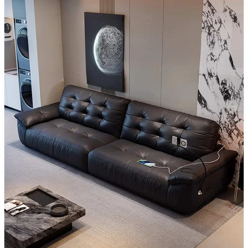 Minimalist Multifunctional Electric Sofa Chargeable Phone Bracket Nordic Sleeper Couch Leather Nordic Muebles Trendy Furniture