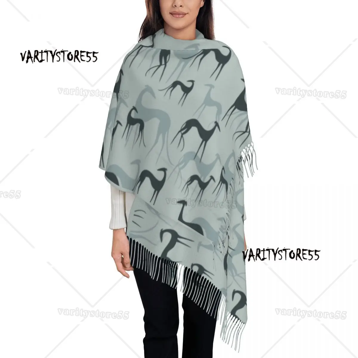 

Custom Print Greyhound Galgos Dog Scarf Women Men Winter Fall Warm Scarves Whippet Sighthound Shawls Wraps