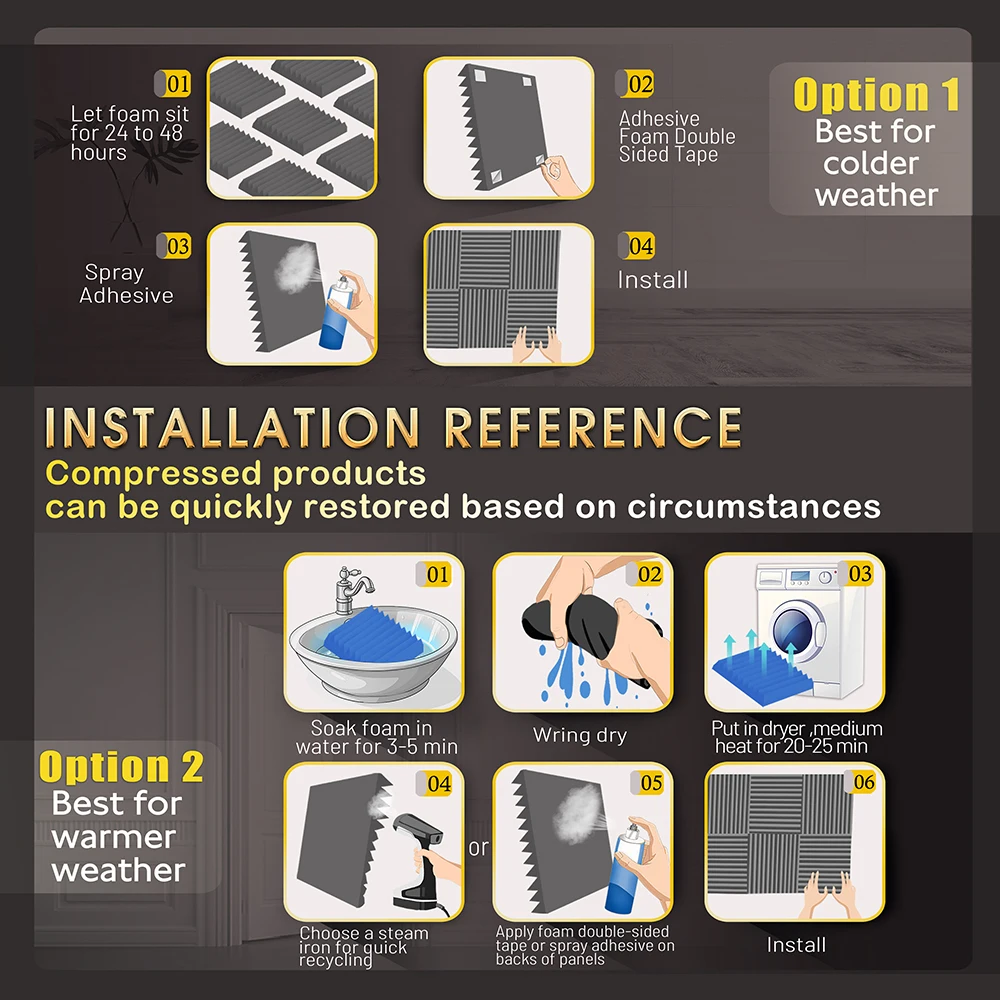 แผ่นโฟมอะคูสติก 24 ชิ้น ดีไซน์รูไข่ สำหรับลดเสียงรบกวนและกันเสียงภายในบ้าน วัสดุกันเสียงสำหรับผนัง