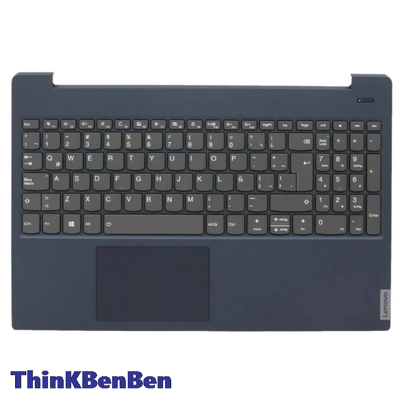 Imagem -01 - Teclado Azul Espanhol Latino Las Tampa Superior do Escudo do Palmrest da Caixa para Lenovo Ideapad S340 15 15iwl 15iml 15api 15iil 5cb0s18801