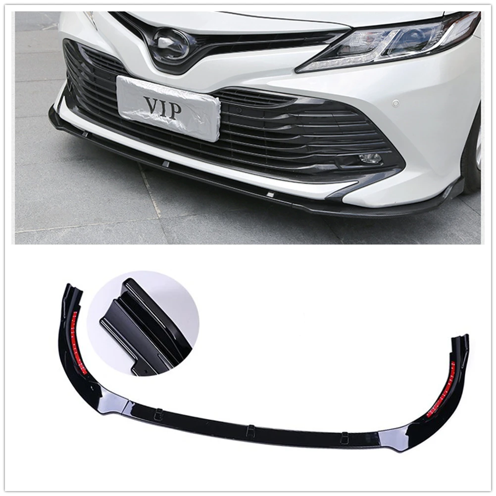 

Front Bumper Spoiler Lip For Toyota Camry L LE XLE 2018-2019 Gloss Black/Carbon Fiber Look Lower Body Kit Splitter Plate Blade