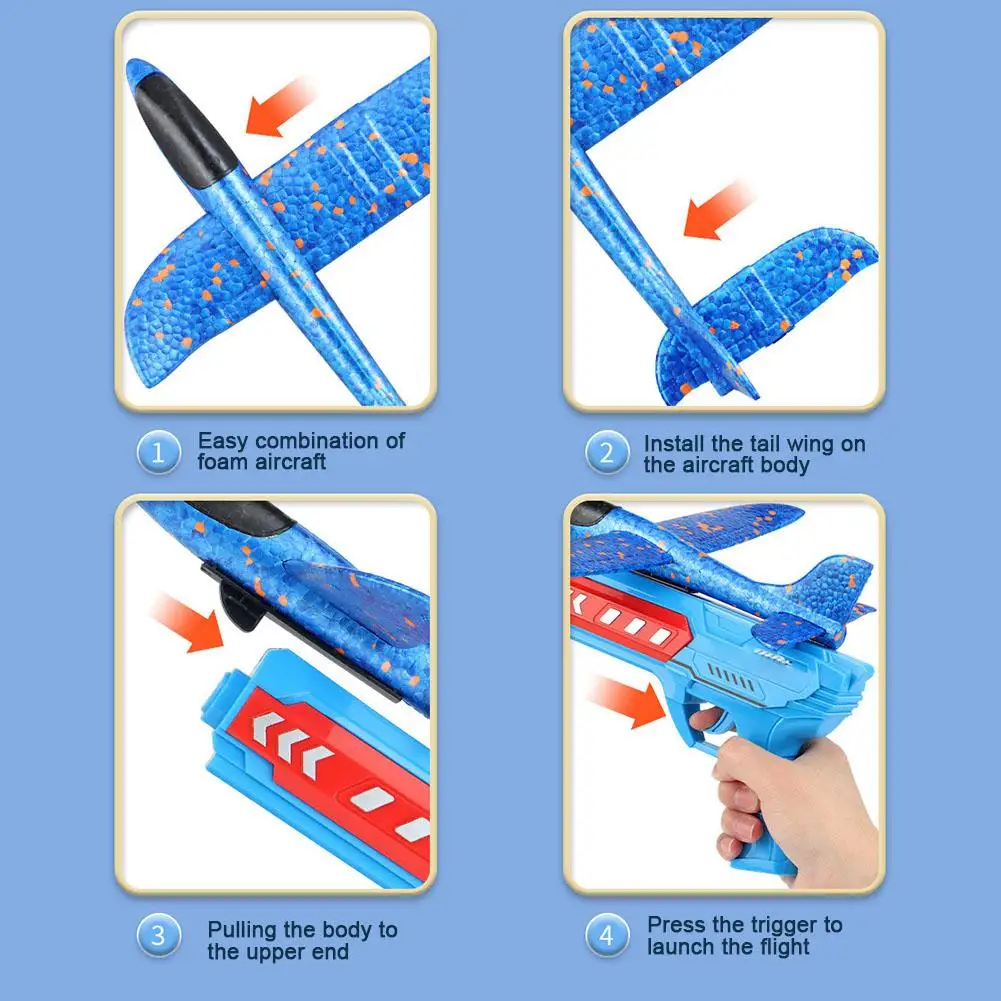 Airplane Launcher Toys Outdoor Sports Flying Toys Children's Foam Ejection Aircraft Toys Birthday Gifts for Boys Girls