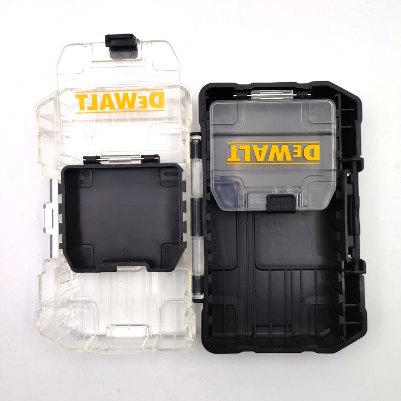 DEWALT TSTAK حافظة أدوات صعبة صغيرة سوداء متوسطة 1 قطعة صغيرة 2 قطعة مجموعة متعددة الوظائف تكويم هارد شل صندوق تخزين أجزاء