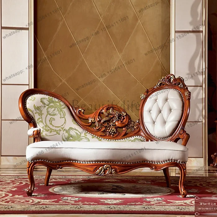 

56European high-end luxury old sofa chair American gold-painted leather concubine chair beauty couch