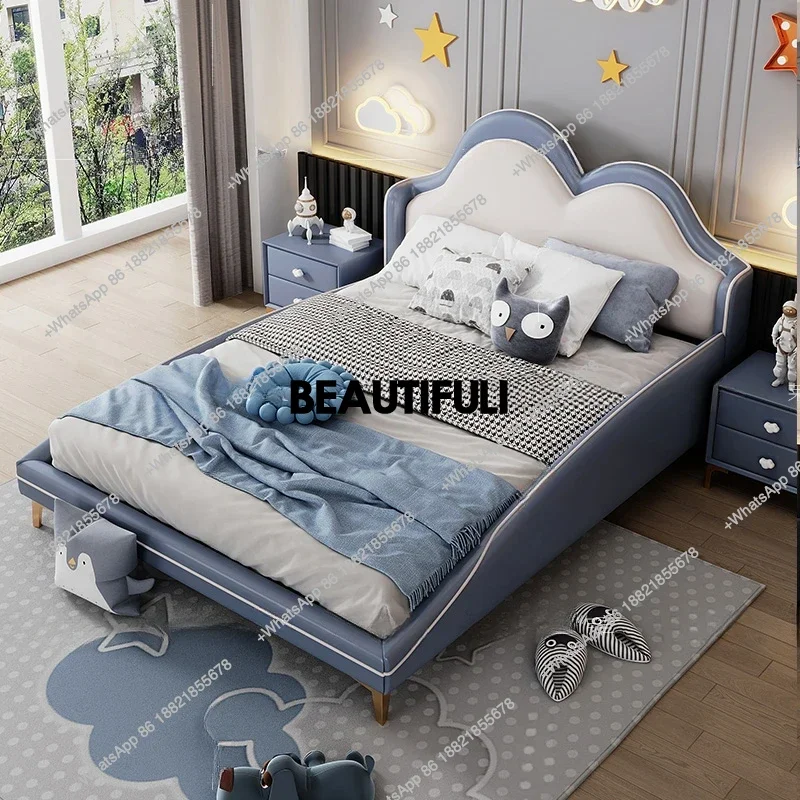 

Italian Bed Europen Cute Backrest Wooden Bedroom Bed Single Storage Luxury Cama De Casal Home Furniture
