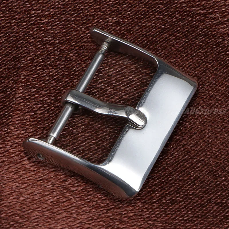 Watch Band Metal Buckle 16mm 18mm 20mm Strap Square Button for Leather/Silicone Watchband Silver Stainless Steel Polished Clasp