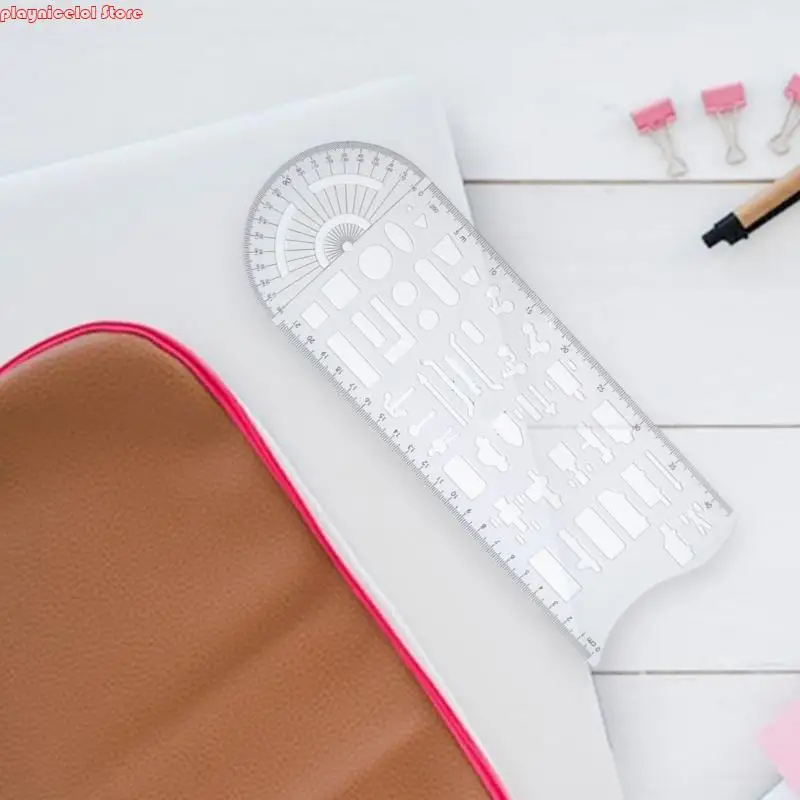 E8BA Multifunctional Geometric Stencils Drawing Accident Scene Templates with Measuring Ruler Geometric Drawing Templates