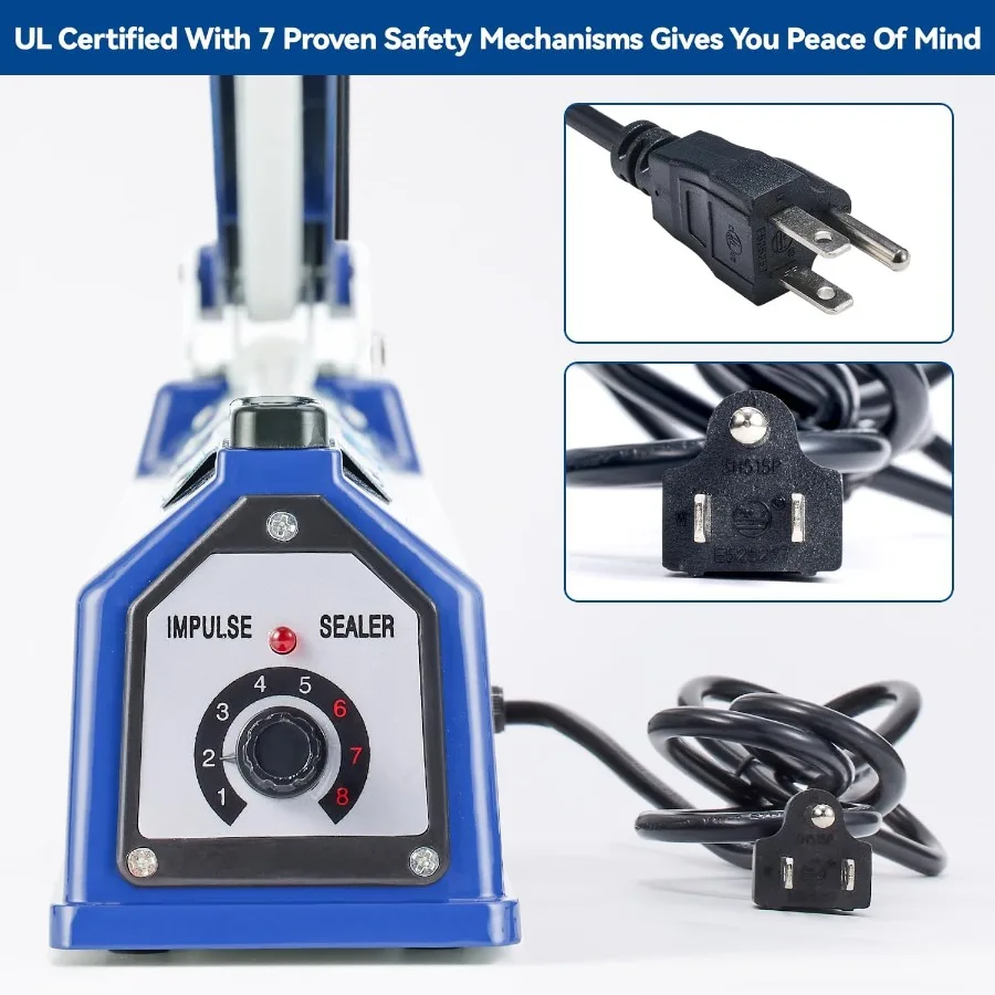 Sealer Pro Termosigillatrice a impulsi da 12 pollici Larghezza di tenuta 7 mm Macchina termosigillatrice manuale per tutte le borse più resistente per una forte sec