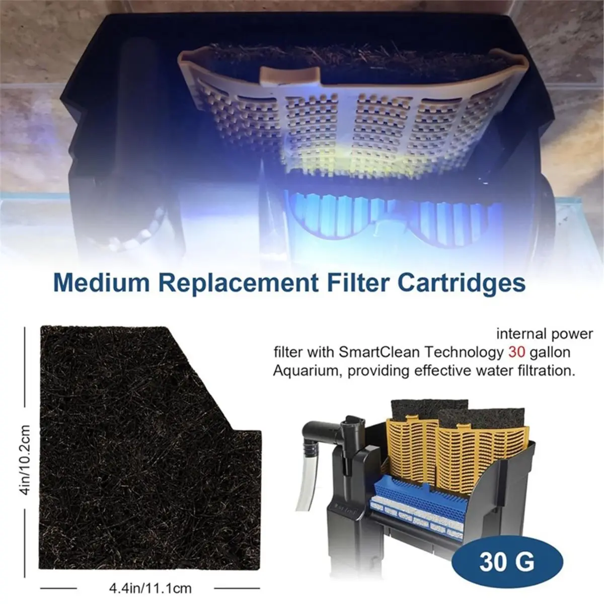 2026 Trend 6 Pcs Aquarium EcoRenew Filter Cartridges Replacement for QuietFlow Internal Power Filter 30 Gallon Aquarium