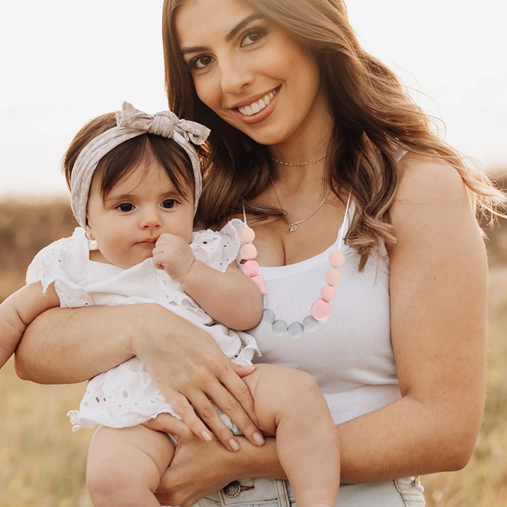 

2 шт. ожерелье для прорезывания зубов для младенцев, нежные цвета, привлекает внимание, практичный подарок для новорожденных, ожерелье для прорезывания зубов