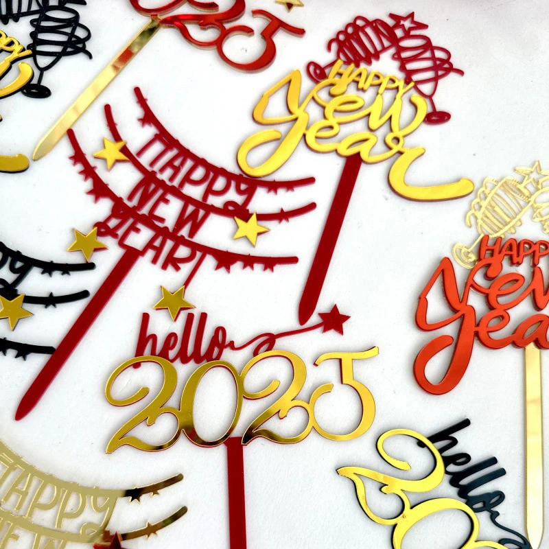 1 Stück 2025 Neujahr Frohe Weihnachten Acryl Kuchen Topper Weihnachten Cupcake Topper Für Zuhause Neujahr Party Kuchen Dekorationen