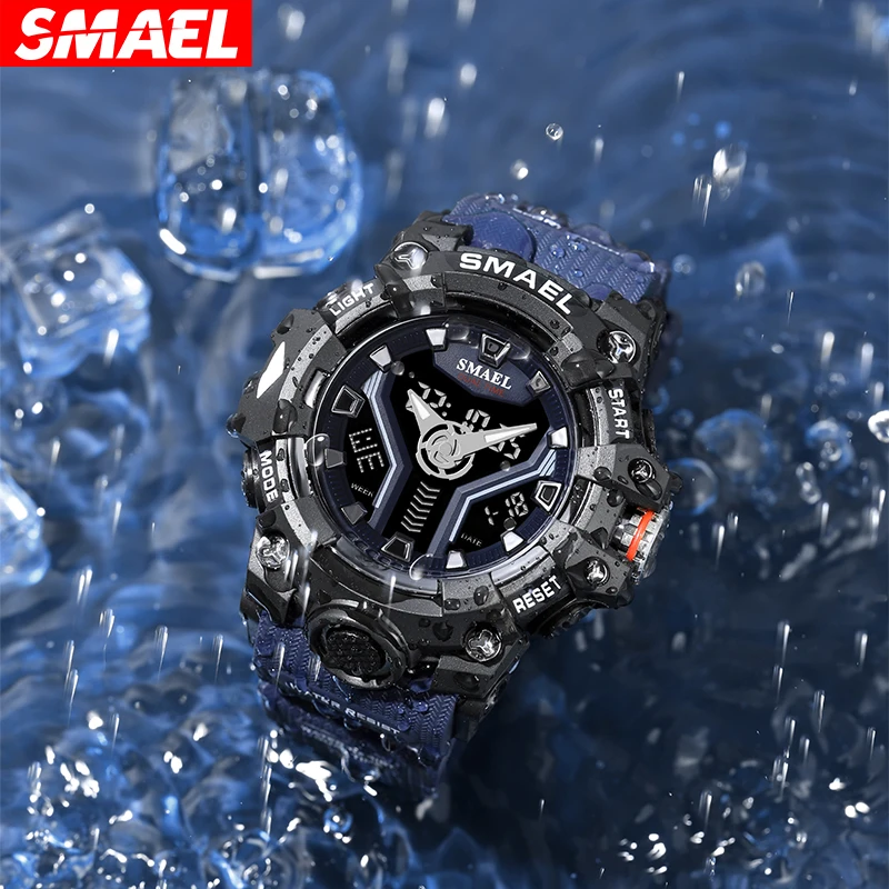 SMAEL 8075 Men’s Dual Time Quartz Analog Digital Sports Water Proof Watch