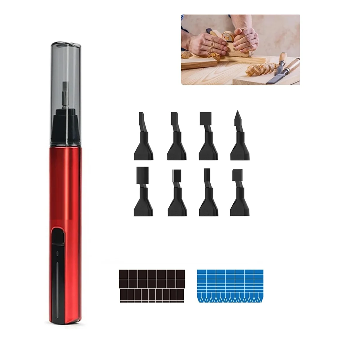 New Reciprocating Detail Sander, USB Fast Charging Sanding Pen,with 8 Sanding Heads and Self-Adhesive Sandpaper for Sanding