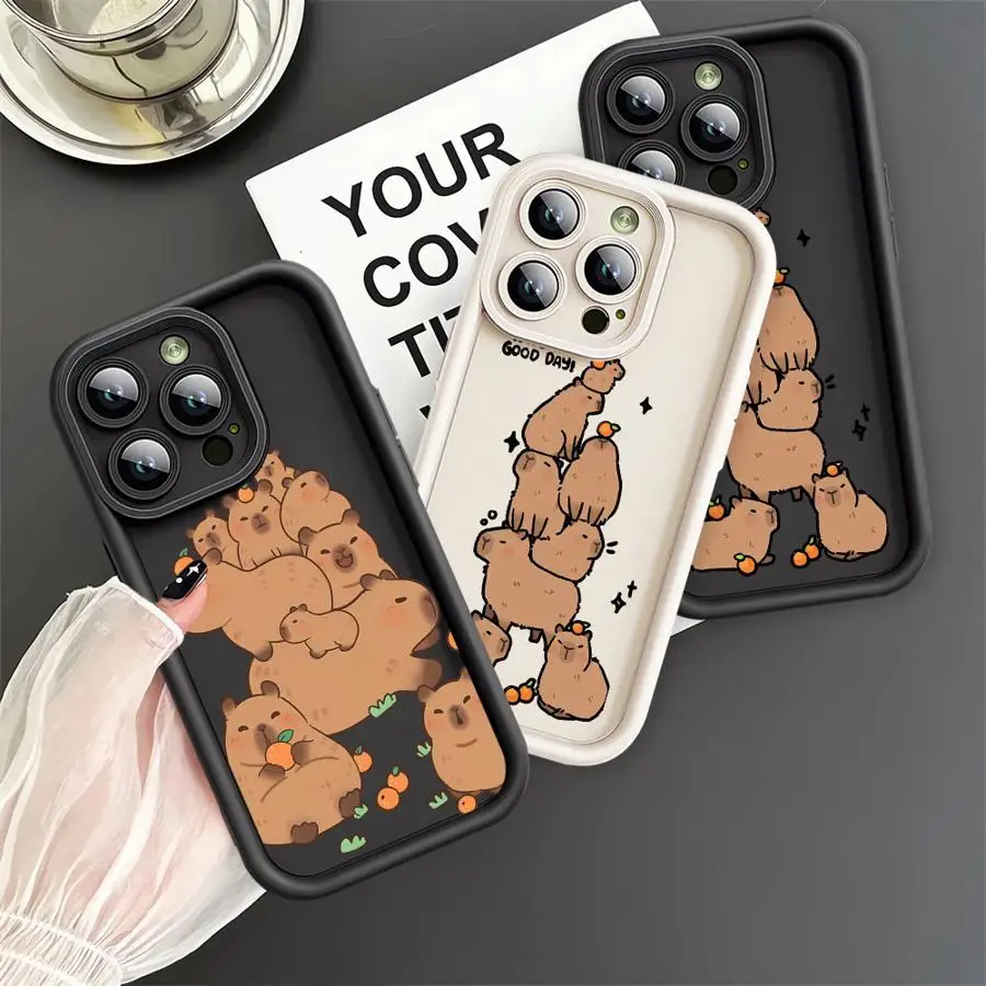 Phone Case for iPhone XS Max 17 Air 15 16 14 Plus 13 12 11 Pro Max 16e XR Soft Cover Capybara Cartoon Cute 
