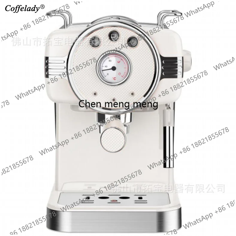 

Coffe espresso machine, push-button operated pump machine with thermometer