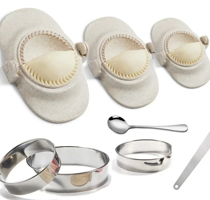 Juego de moldes para hacer dumplings extra grandes de 6 pulgadas con cortador de masa, molde para pierogi, pastelitos